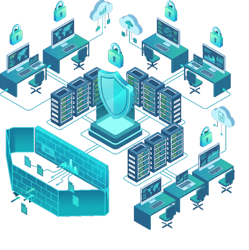 Soluciones de ciberseguridad - Escudo digital con protección avanzada
